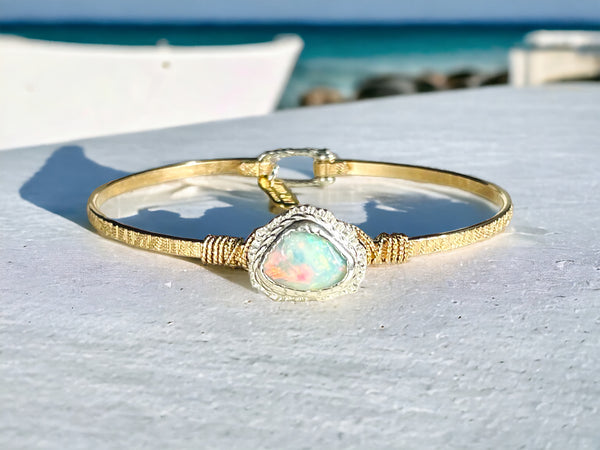 Yellow Gold and Opal Gemstone Wrap Bracelet | Von Bargen's Jewelry