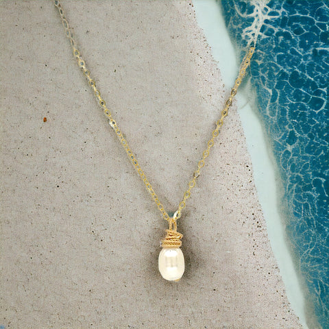 Pearl Gold Wrapped Necklace