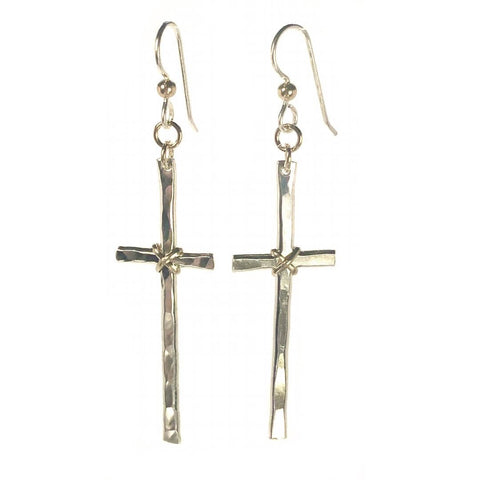 Hammered Cross Earrings - Earth Grace Artisan Jewelry