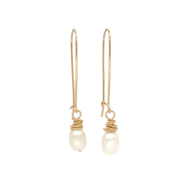 Pearl Gold Wrapped Earrings - Earth Grace Artisan Jewelry