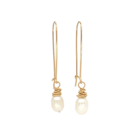 Pearl Gold Wrapped Earrings - Earth Grace Artisan Jewelry