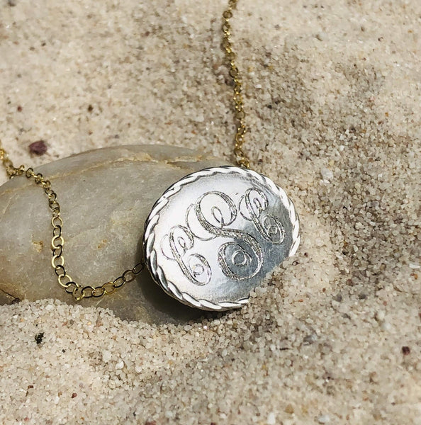 Small Oval Monogram Necklace - Earth Grace Artisan Jewelry