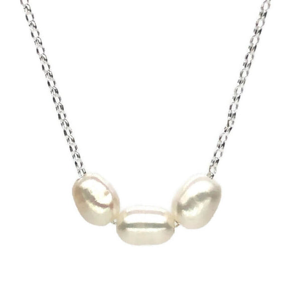 Trinity Pearl Slider Necklace - Earth Grace Artisan Jewelry